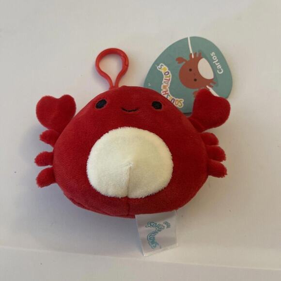 Squishmallows Other - Squishmallow 3.5" Clip Carlos Crab Sealife Kellytoy Plush
